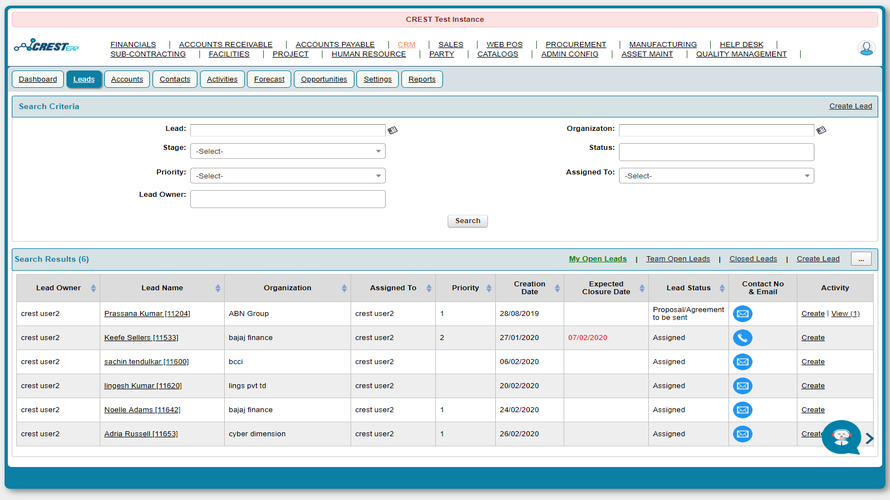 CREST CRM Screenshot 3