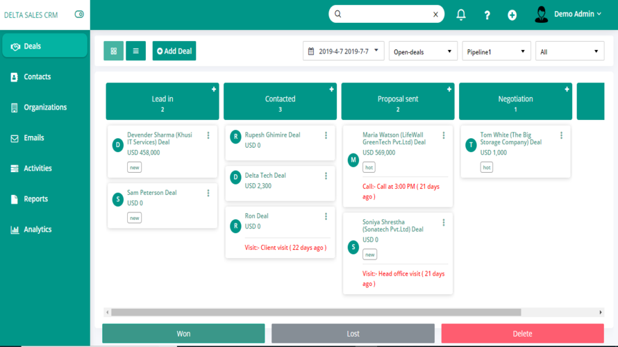 Delta Sales CRM Screenshot 1