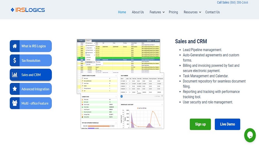 IRSLogics CRM Screenshot 1