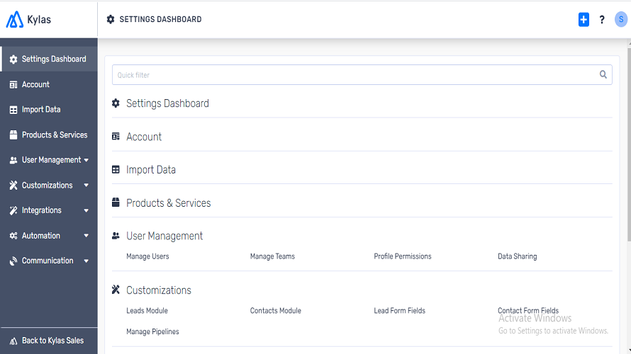 Kylas Sales CRM Screenshot 1
