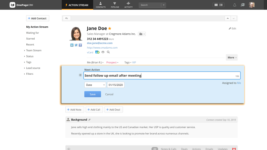 OnePageCRM Screenshot 2