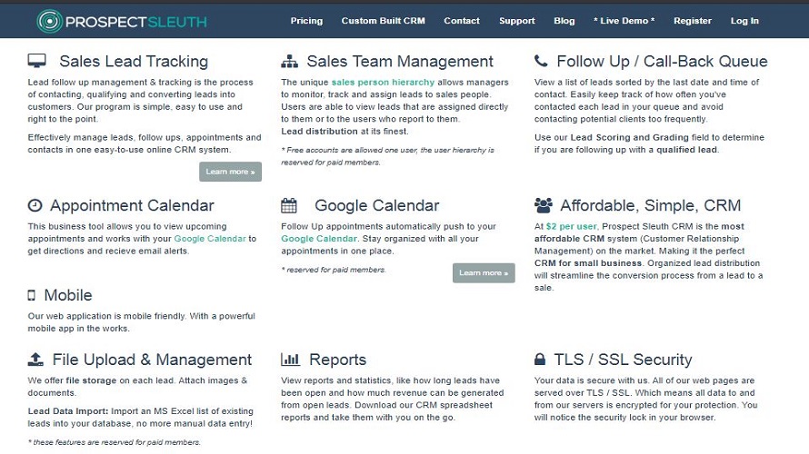 Prospect Sleuth CRM Screenshot 1
